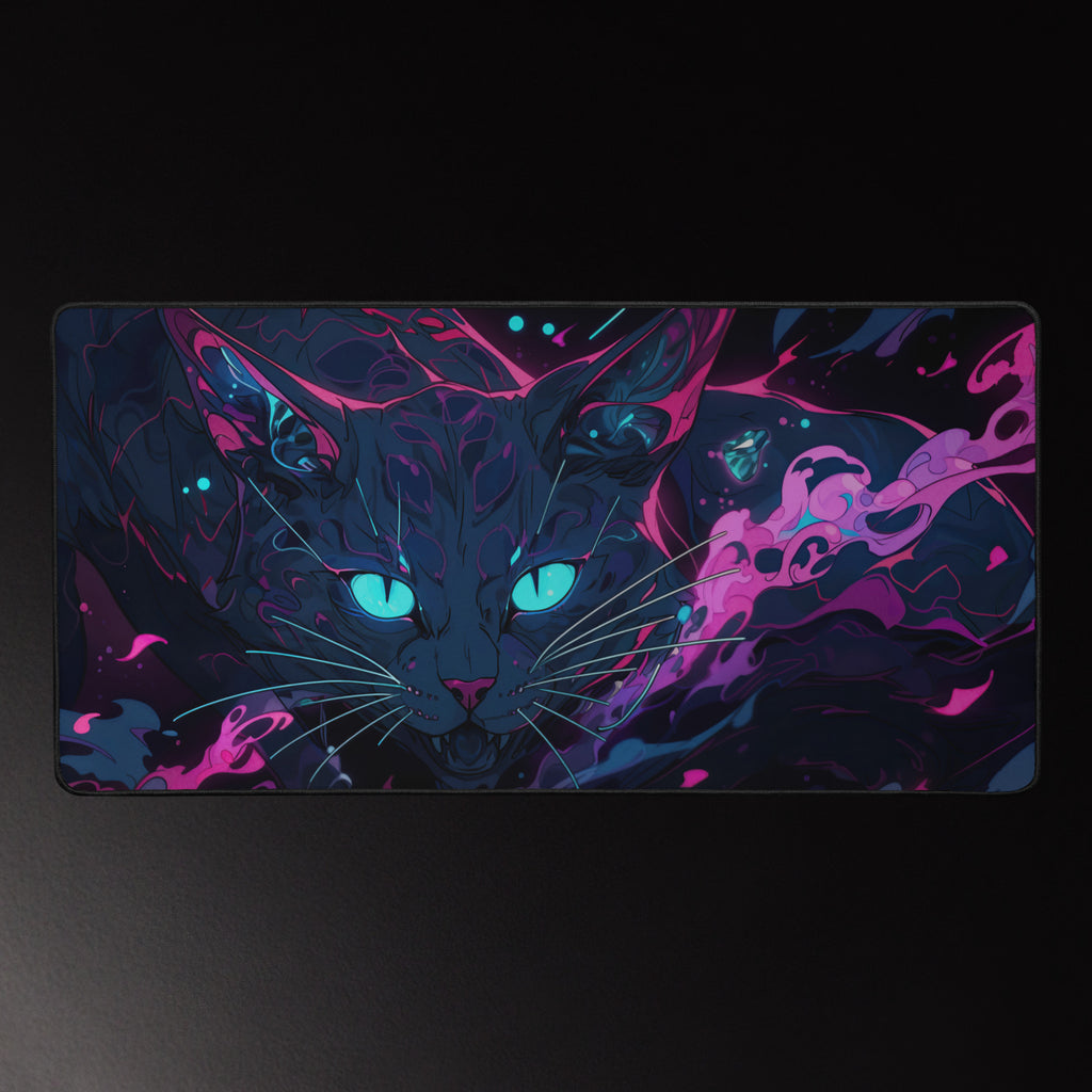 Colorful cat illustration on a dark background
