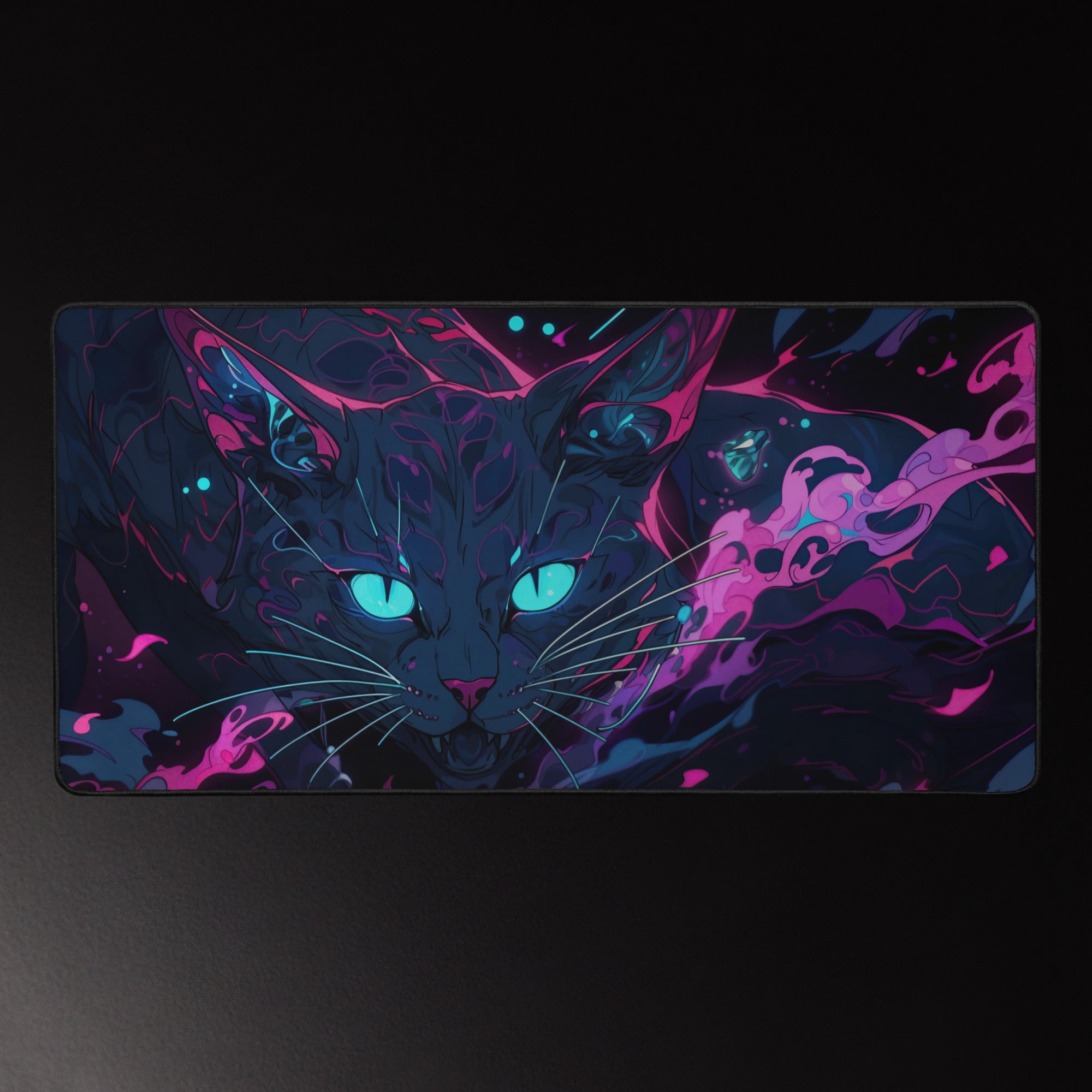 Colorful cat illustration on a dark background